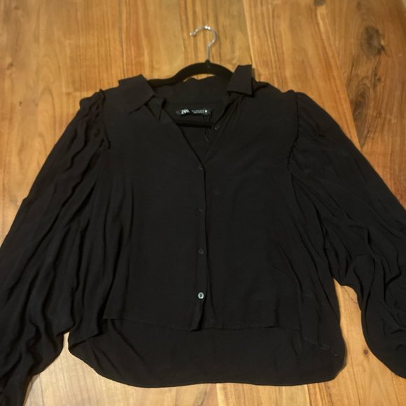Zara Black Full Sleeve Blouse - Picture 9 of 16